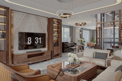 Thiết kế - Thi công nội thất biệt thự gỗ óc chó tại Vinhomes Royal Island Hải Phòng - Anh Hiếu